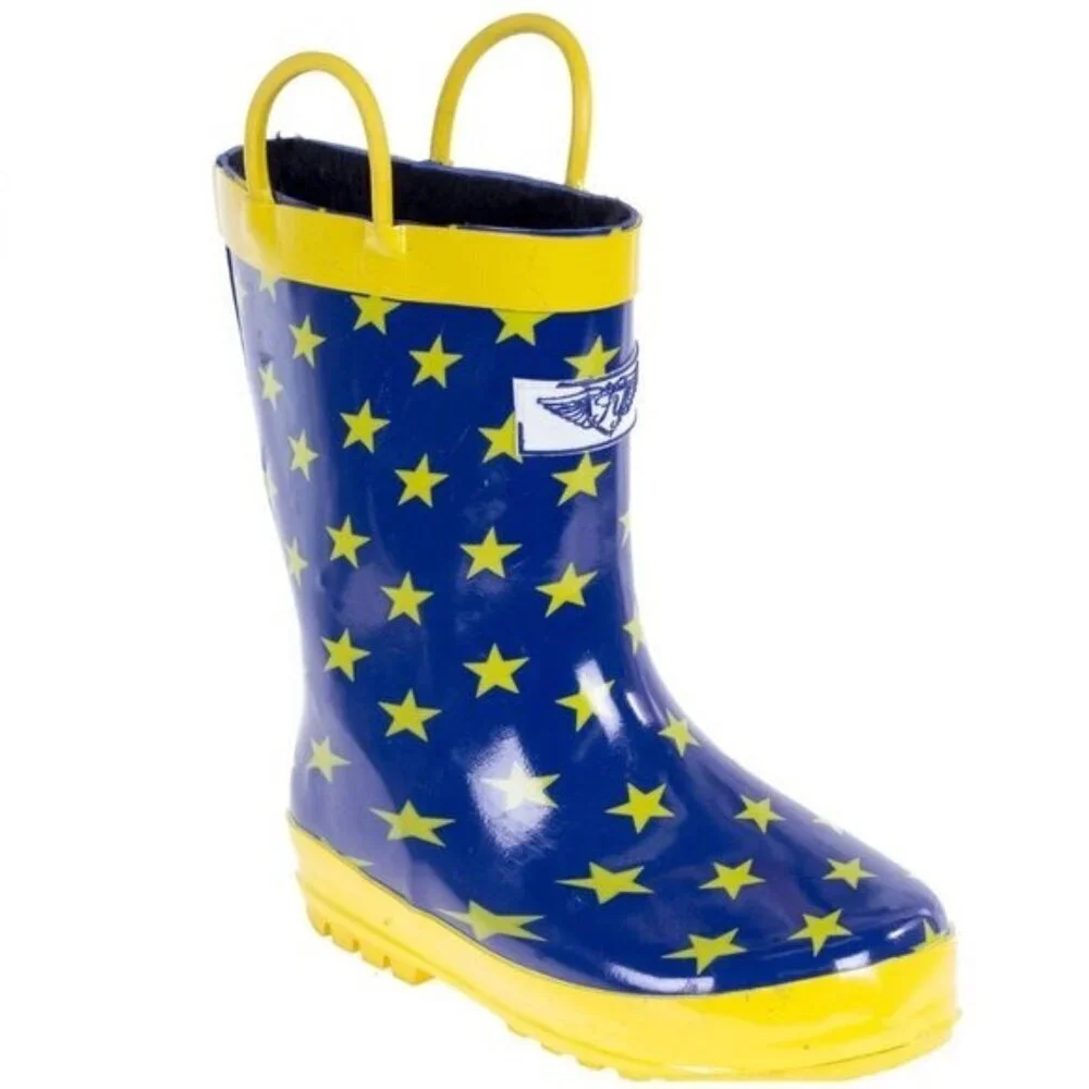 Kids Rainboots, Waterproof Faux Fur Lined Rain Boots, K-1552, Starry Day, Size 1